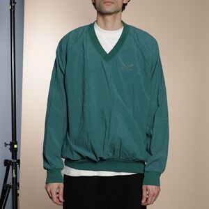 Vintage 90s IZOD Men's Green Golf Pullover V-Neck Windbreaker Jacket XL